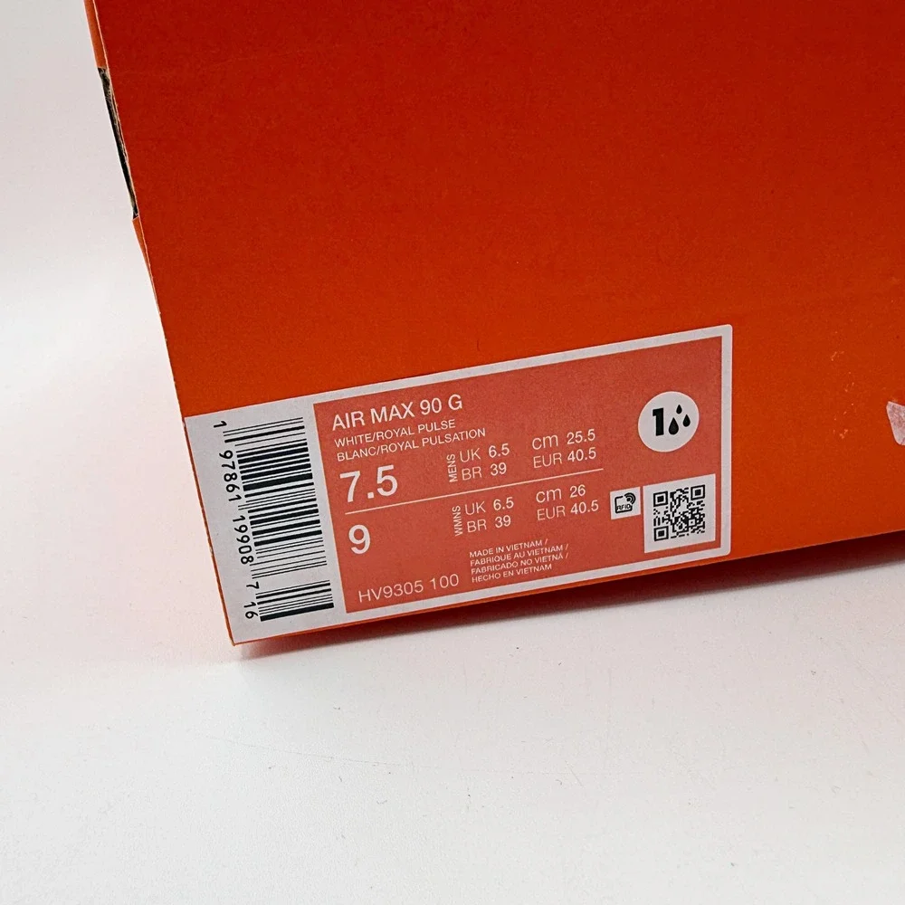 Nike Air Max 90 G Golf Shoes / Size 9 Womens / White Royal Pulse HV9305-100, New